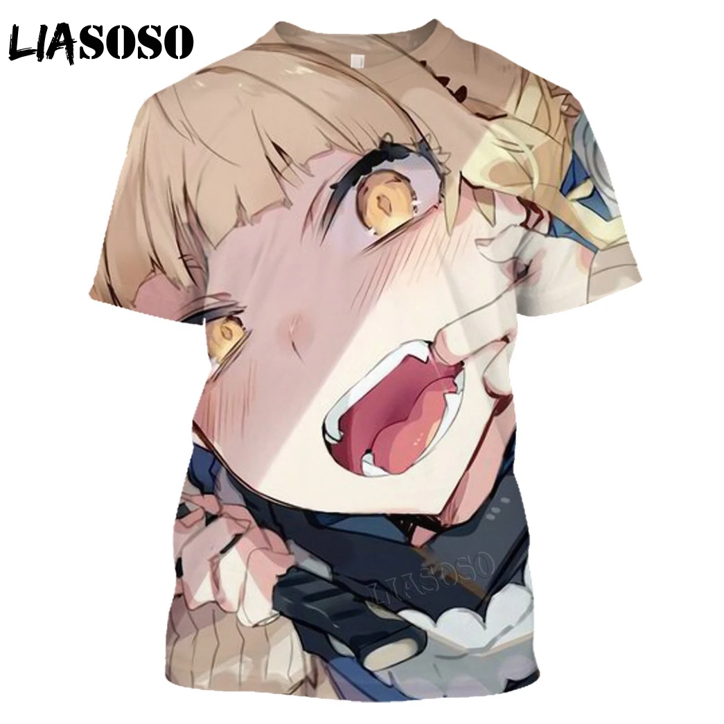 Fashion Japanese Anime Girl Himiko Toga Short Sleeve 3D Printing T-shirt Casual Round Neck Top Oversize Men Women Girls Clothing