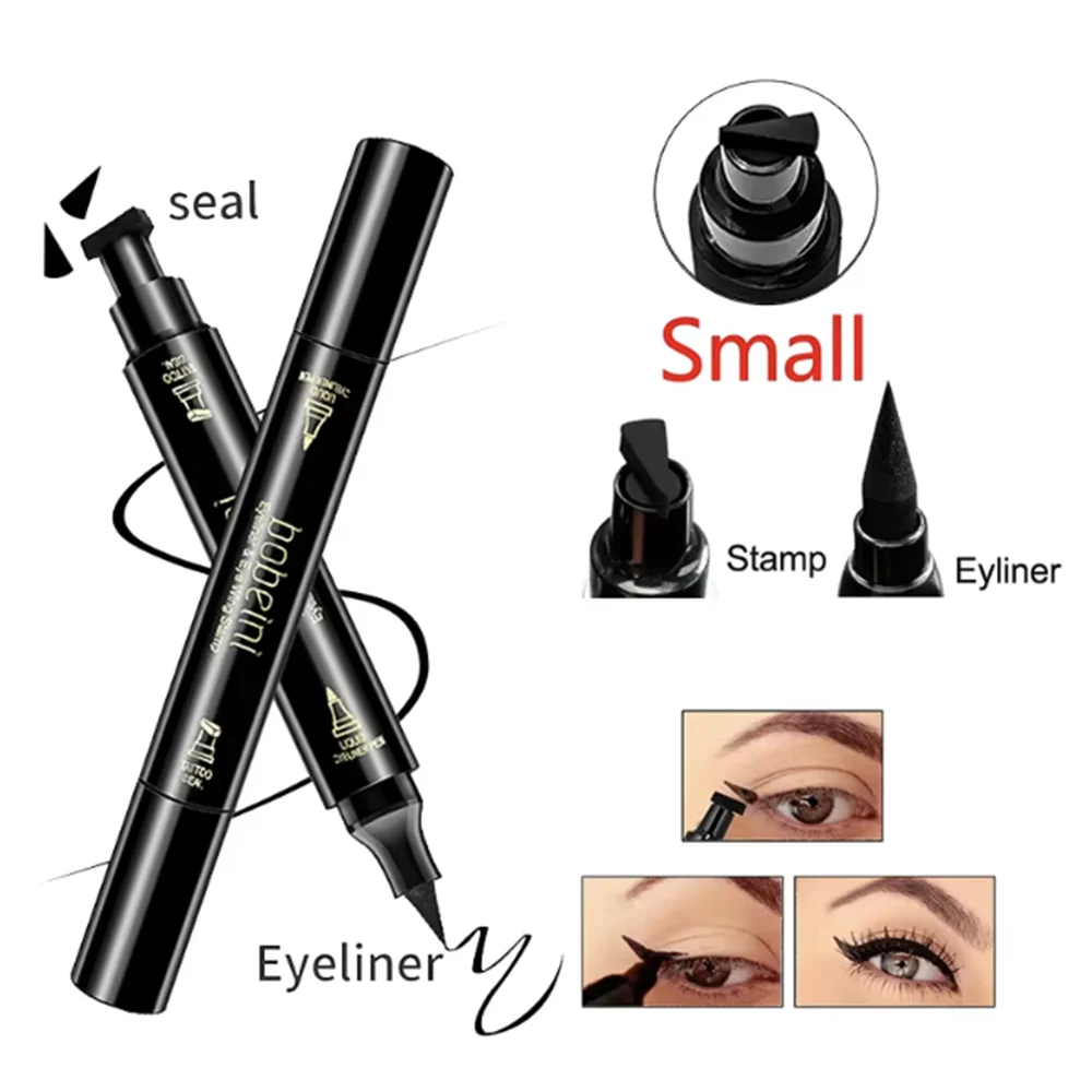 Les bonnes nouvelles paresseux! Stylo eye-liner à double tête. conception de joint et conception du corps du stylo, tirage sans effort un eye-liner parfait