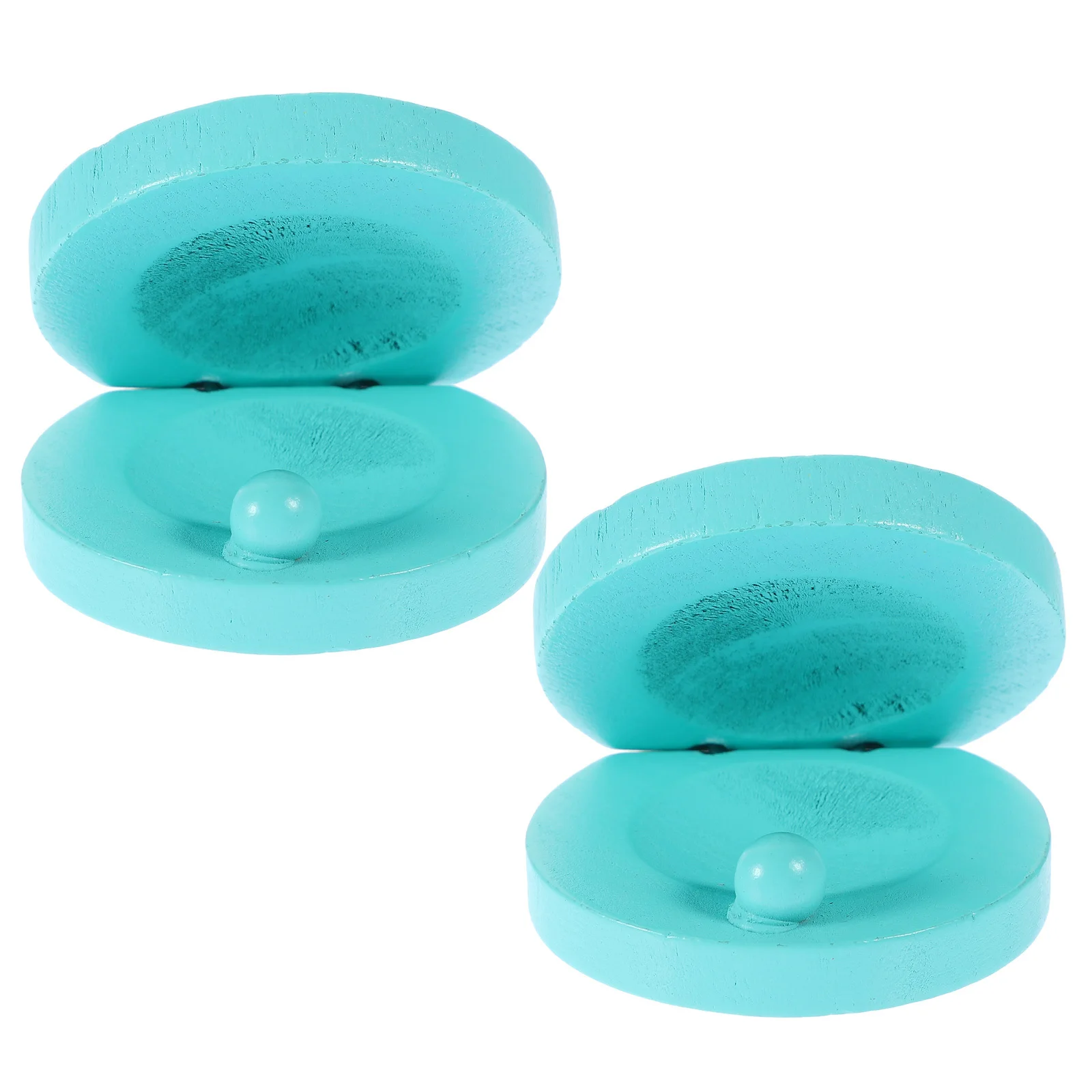 2 pçs crianças castanholas de madeira natural suave chocalhos de dedo com arte de frutas coloridas para desenvolvimento sensorial ideal para pequenos