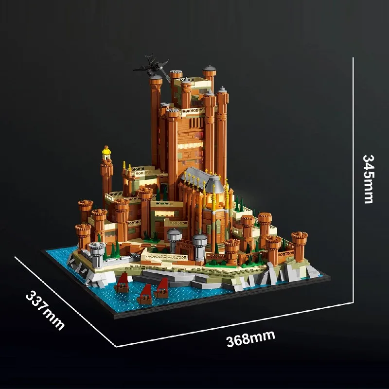 Bloques de construcción de castillo escarlata para adultos, tronos de juegos creativos, colección de modelos modulares, pantalla LED, juguetes de montaje, regalos, 2374 Uds.
