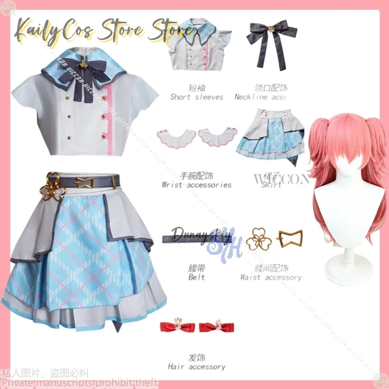 المزيد من القفز الذكرى الثالثة فريق موحدة تأثيري أنيمي لعبة مشروع Sekai Momoi Airi زي الأزرق Kawaii فستان قصير كوس