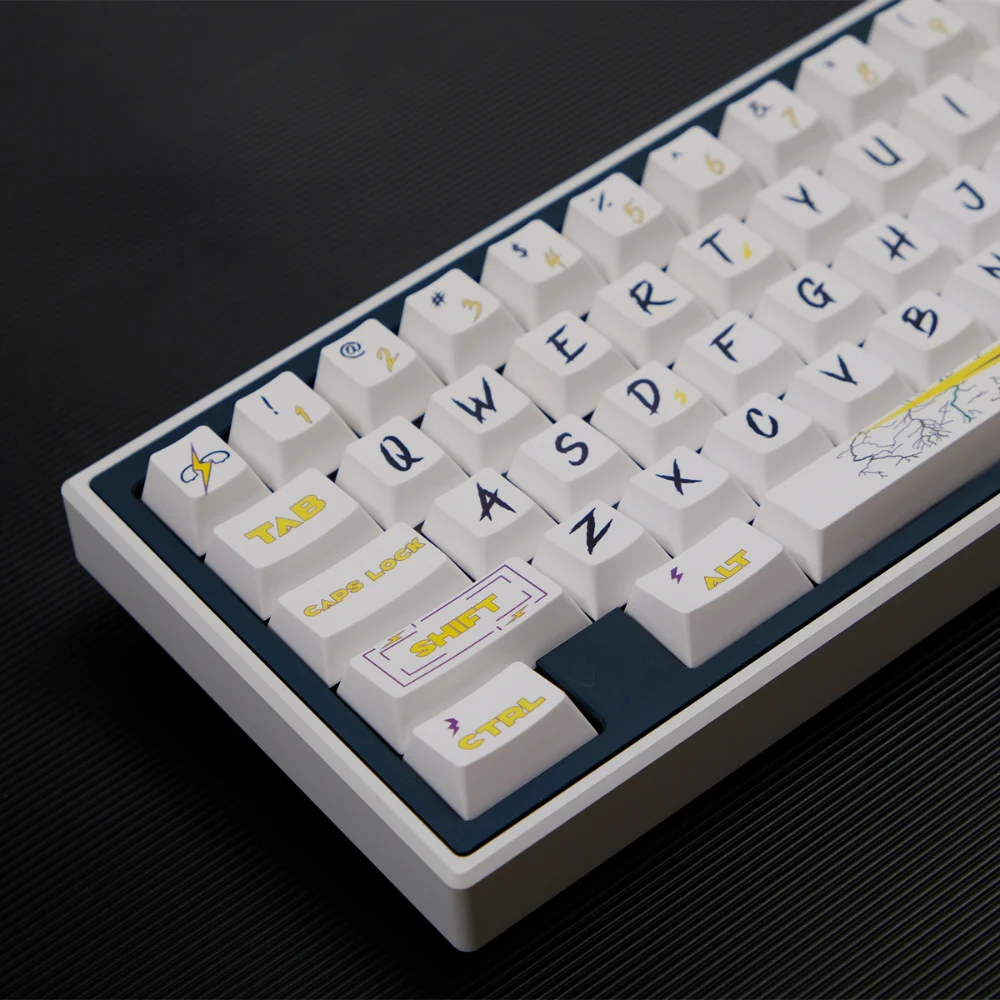 148Key Lightning White Keycaps Cherry Profile Dye Sublimation PBT Keycap For MX Mechanical Keyboard 61 66 68 75 84 87 96 980 104