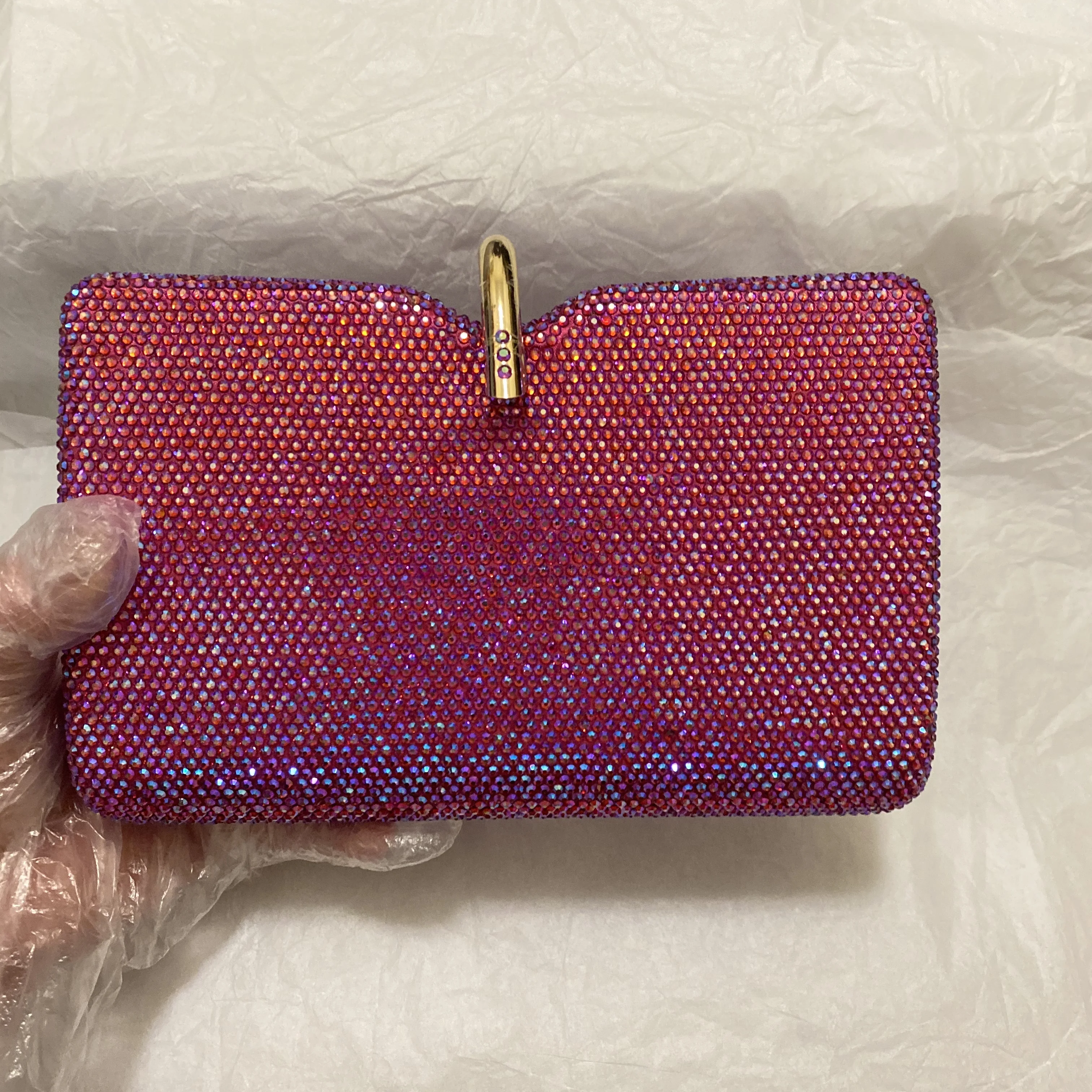 Borsa da sera con diamanti da donna di grandi dimensioni Fushcia borse da sposa blu/argento di lusso per ragazze pochette per telefono da sposa in