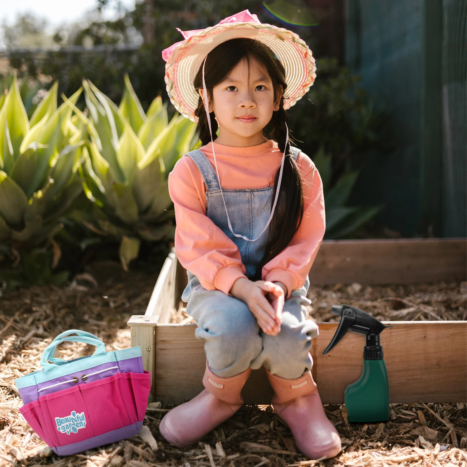 1 Juego de herramientas de jardinería para niños, Mini pala, rastrillo, tenedor, colores brillantes, ligero, plantación para niños, diversión en el jardín al aire libre