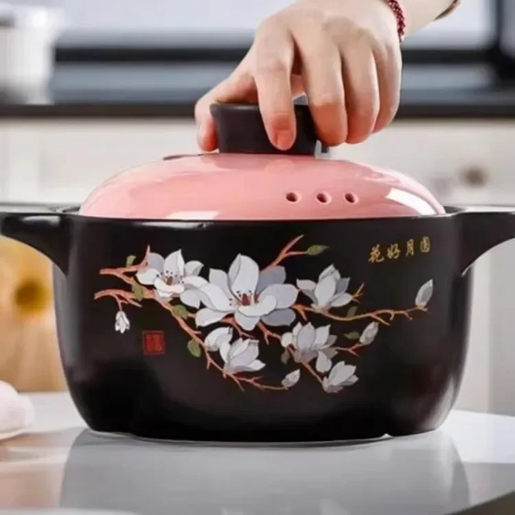 High-temperature Resistant Ceramic Soup Pot Household Gas Burns Dry Without Cracking Cooker Little Pan Rice Casserole Cookware G
