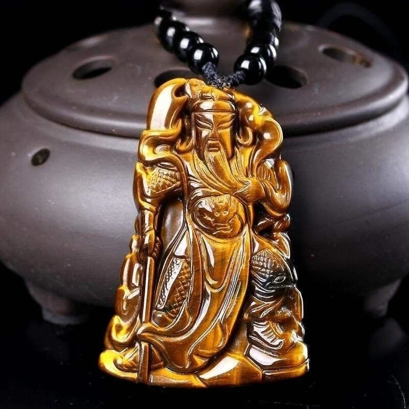 

New Natural Tiger's Eye Stone Guan Gong Pendant, Exquisite Temperament Versatile Model