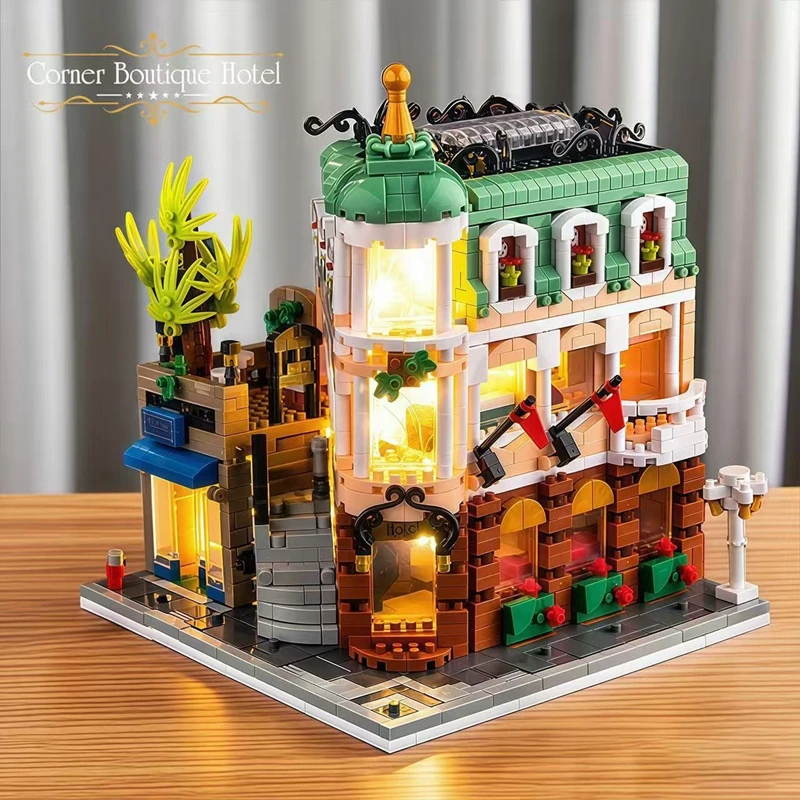 Corner Boutique Hotel Building Blocks Ornament City Street View Police Station Special Police Building Bricks Boys Girls Gifts