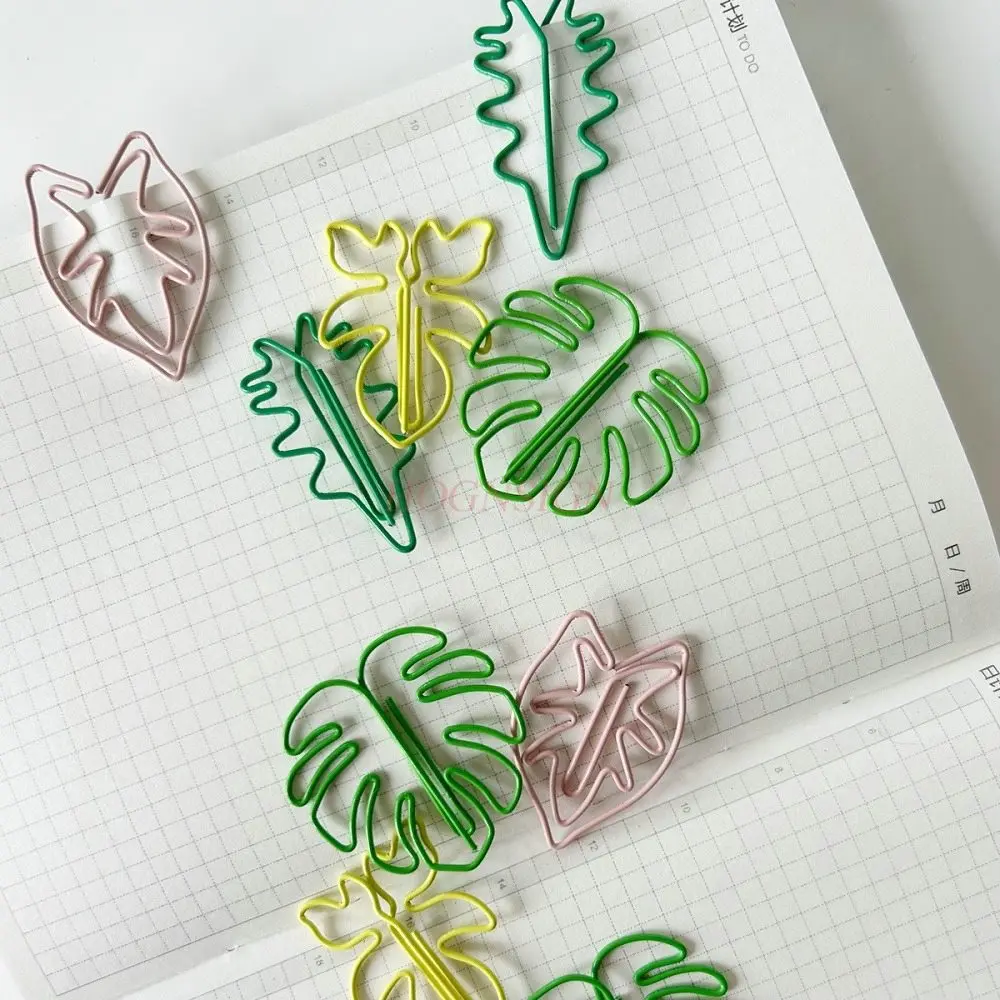 20-clipes-de-papel-em-formato-de-plantas-tropicais-originais-com-design-de-folha-de-bambu-e-folha-de-taro-coloridas-criativos-fofos-para-escritorio-e-estudo-em-metal