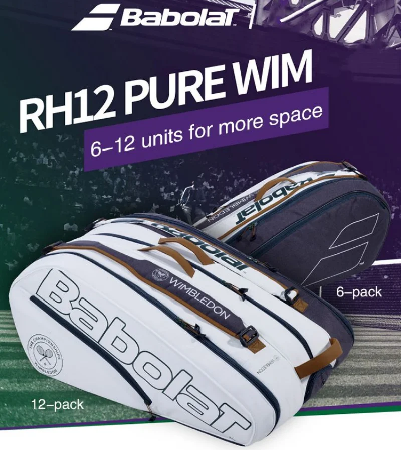 Original Babolat Tennis Bag Wimbledon RAFA RH12 Tennis Racket Bag Shoe Compartment Tennis Backpack Male Female raqueteira Tenis