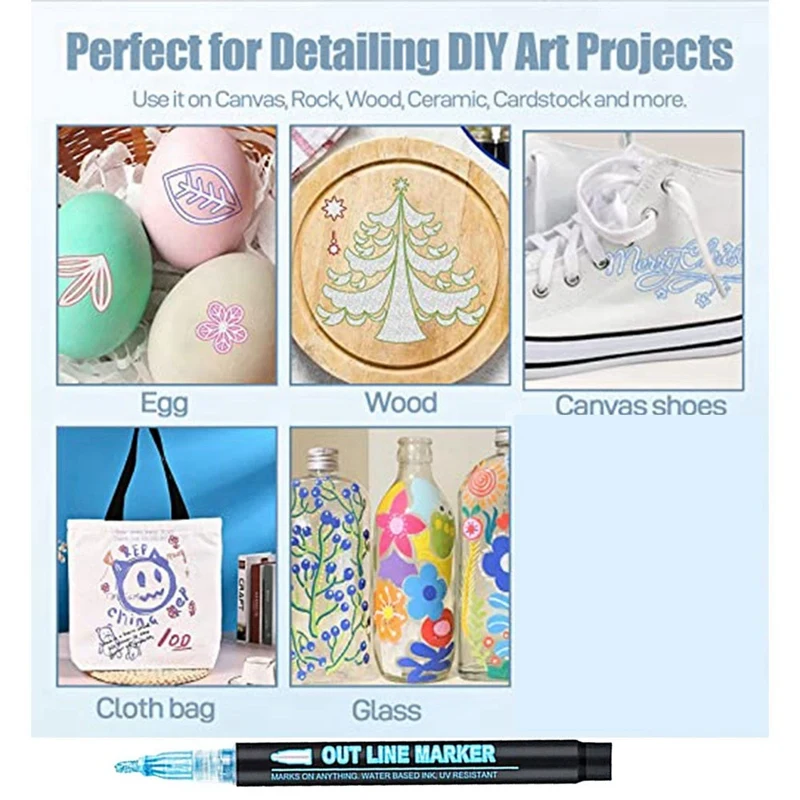 علامات مخطط معدني ، علامة طلاء أكريليك ، قلم طلاء ، قلم رسم لامع للخشب ، لوحة صخرية