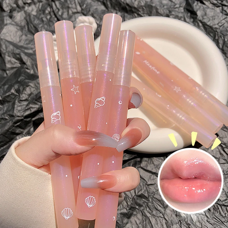 Mirror Water Lip Gloss Water Glossy Lip Glaze Transparent Lip Oil Lasting Liquid Lipstick Clear Glitter Hydrating Plump