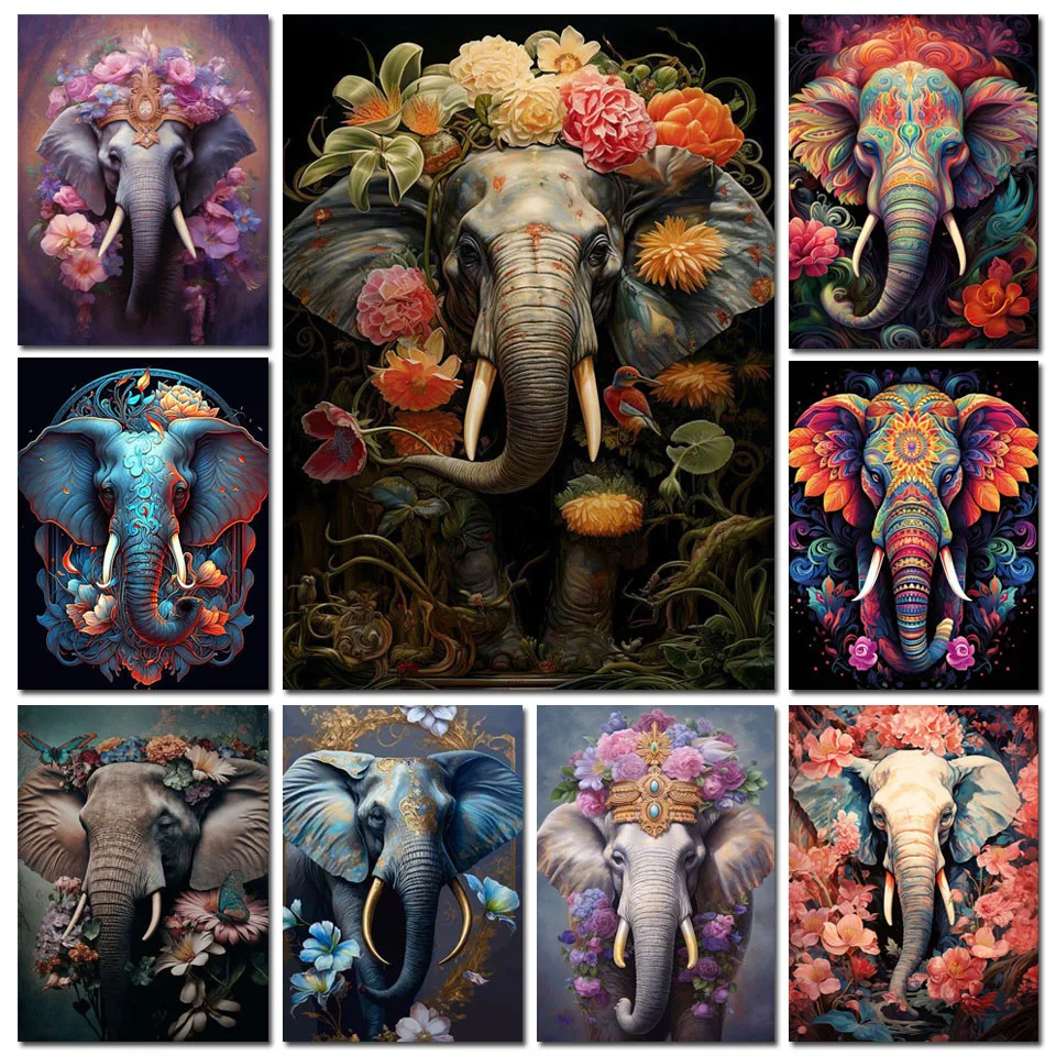 Flowers Elephant diy Diamond Painting Mosaic Fantasy Animals Picture Sale Beads Jewelry Cross Stitch New Home Decor