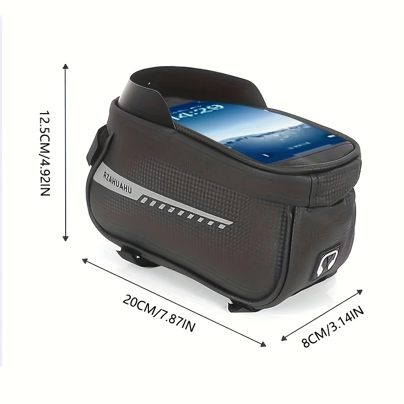 Fashionable Black Bicycle Phone Holder Bag - Made of Durable EVA Material, Featuring an Adjustable Shoulder Strap And Rain Cover - view 4
