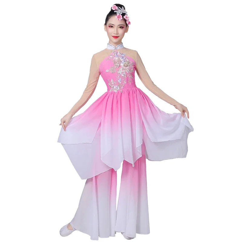 Abbigliamento Hanfu per danza Yangko in stile cinese Danza classica popolare cinese Antico rosa Yangko Indossa danza quadrata nazionale