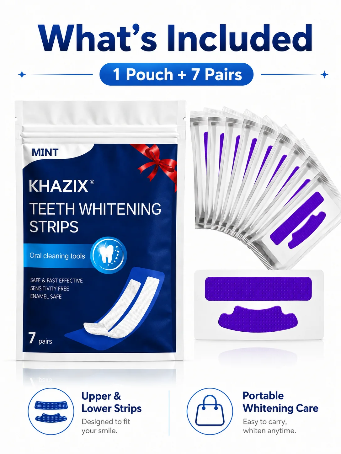 7 pairs Dental Care Strips Oral Hygiene Teeth Patch Fresh Breath Mouth Cleaning Strips for Daily Use