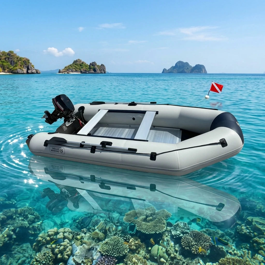 4 Person 300 CM 9.8 ft 1050 Gsm PVC Aluminum Floor Inflatable Assault Foldable Pontoon Boat Speed Dinghy for Scuba Diving