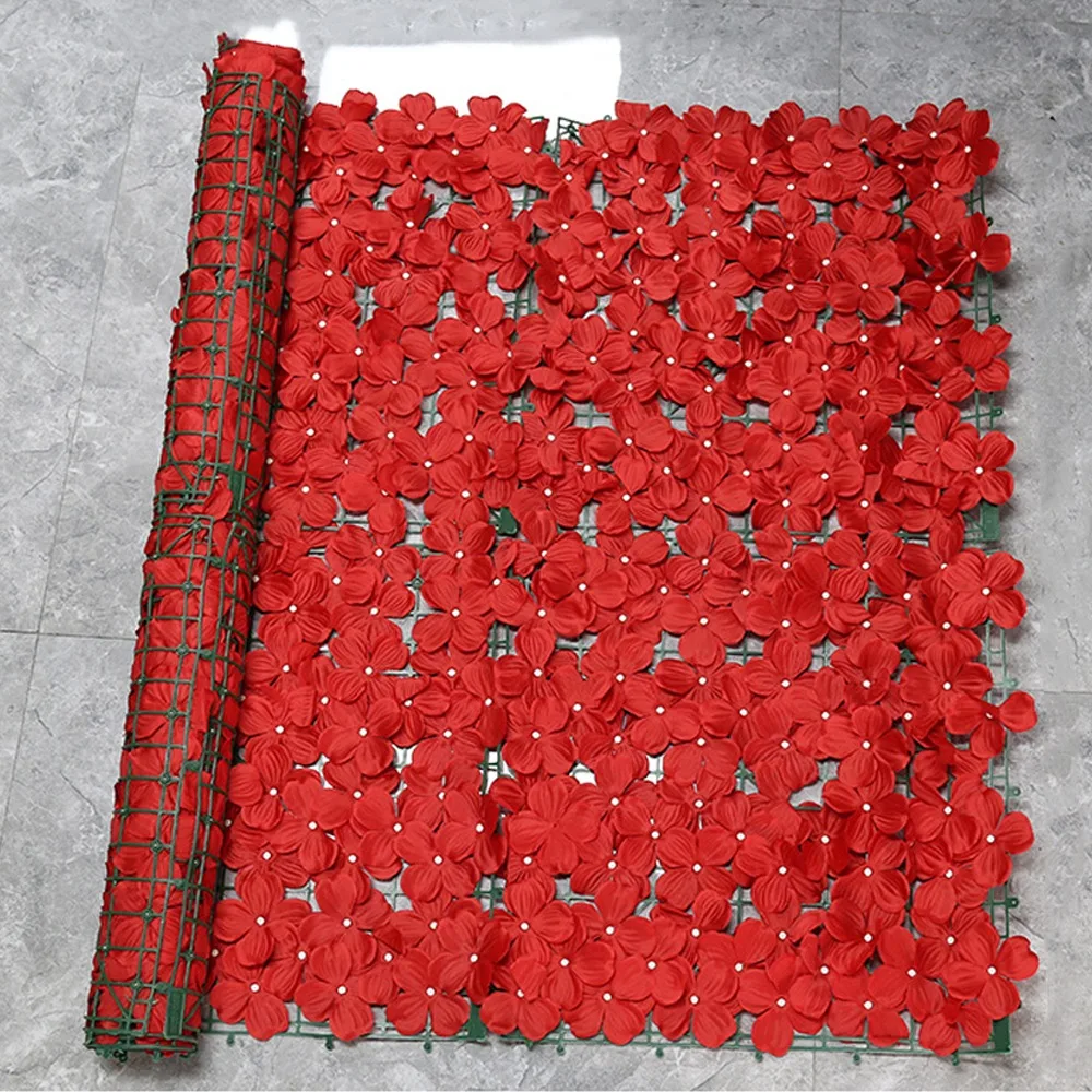 Plastic Artificial Flower Fence Screen Removable Waterproof Hydrangea Artificial Flower Wall UV Protection Weather Resistant