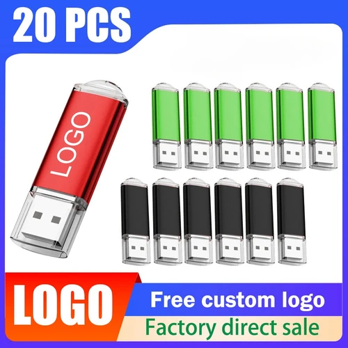 20 unids/lote unidad Flash USB 2,0 64GB 32GB Pen Drive memoria Stick Pendrive 4GB 8GB 16GB U disco pulgar Flash disco regalo láser gratis