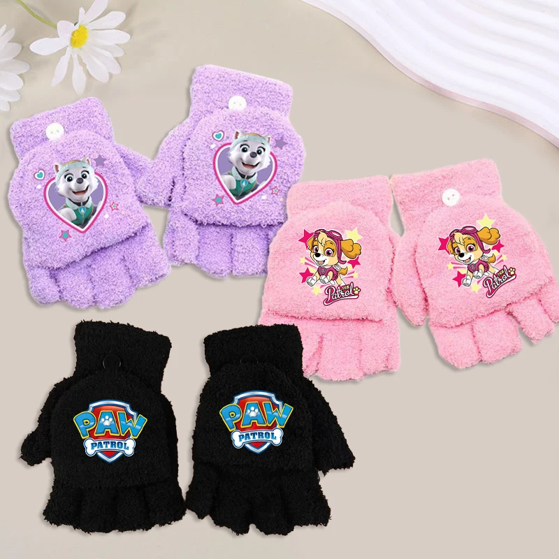 Paw Patrol Warm Fashion Gloves for Boys Girls Anime Cartoon Cute Plush Mittens Children Children Winter Kawaii Gloves Kids Gifts