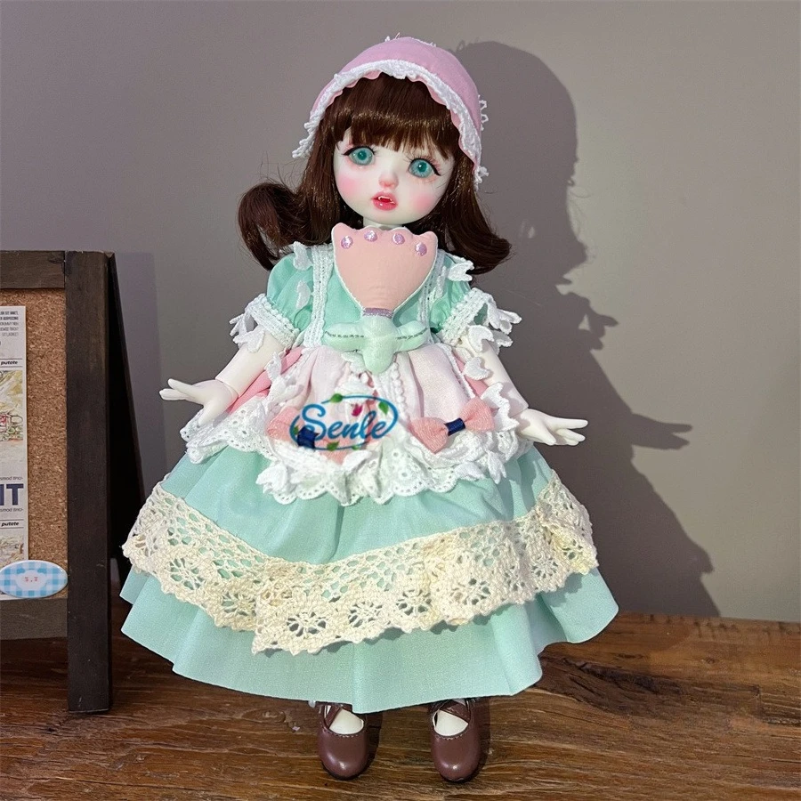 Conjunto de falda de encaje rosa verde menta, muñeca BJD de 6 puntos, vestido bonito de estilo dulce, traje de muñecas de 30cm, accesorios de vestir, regalos de cumpleaños