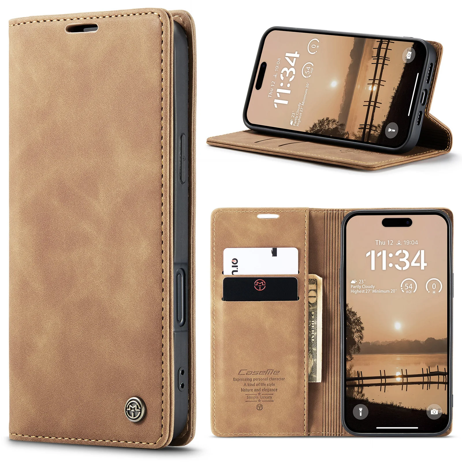 

Business Magnetic Card Solt Wallet Flip Leather Case For iPhone 17 Pro Max 16 15 14 13 12 11 Plus 17air 16E kickstand Book Cover