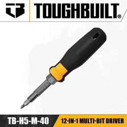 TOUGHBUILT TB-H5-M-40 다기능 스크루 드라이버, 내마모성 수공구, 12 인 1 멀티 비트 드라이버