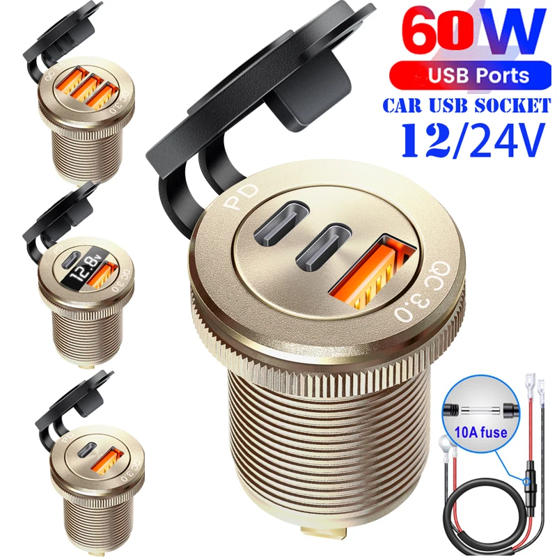 

DIY 12 В/24 В зарядное устройство для мотоцикла, 3-портовый автомобильный USB-адаптер, розетка для Ipad Iphone, автомобильная лодка, мобильные телефоны