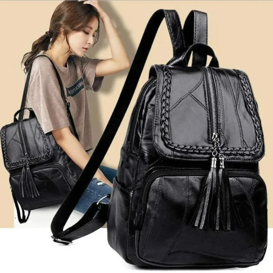 Fashionable And Versatile Black Backpack Mini Small Shoulder Bag Canvas Design Sports Waterproof Travel Backpack Unisex