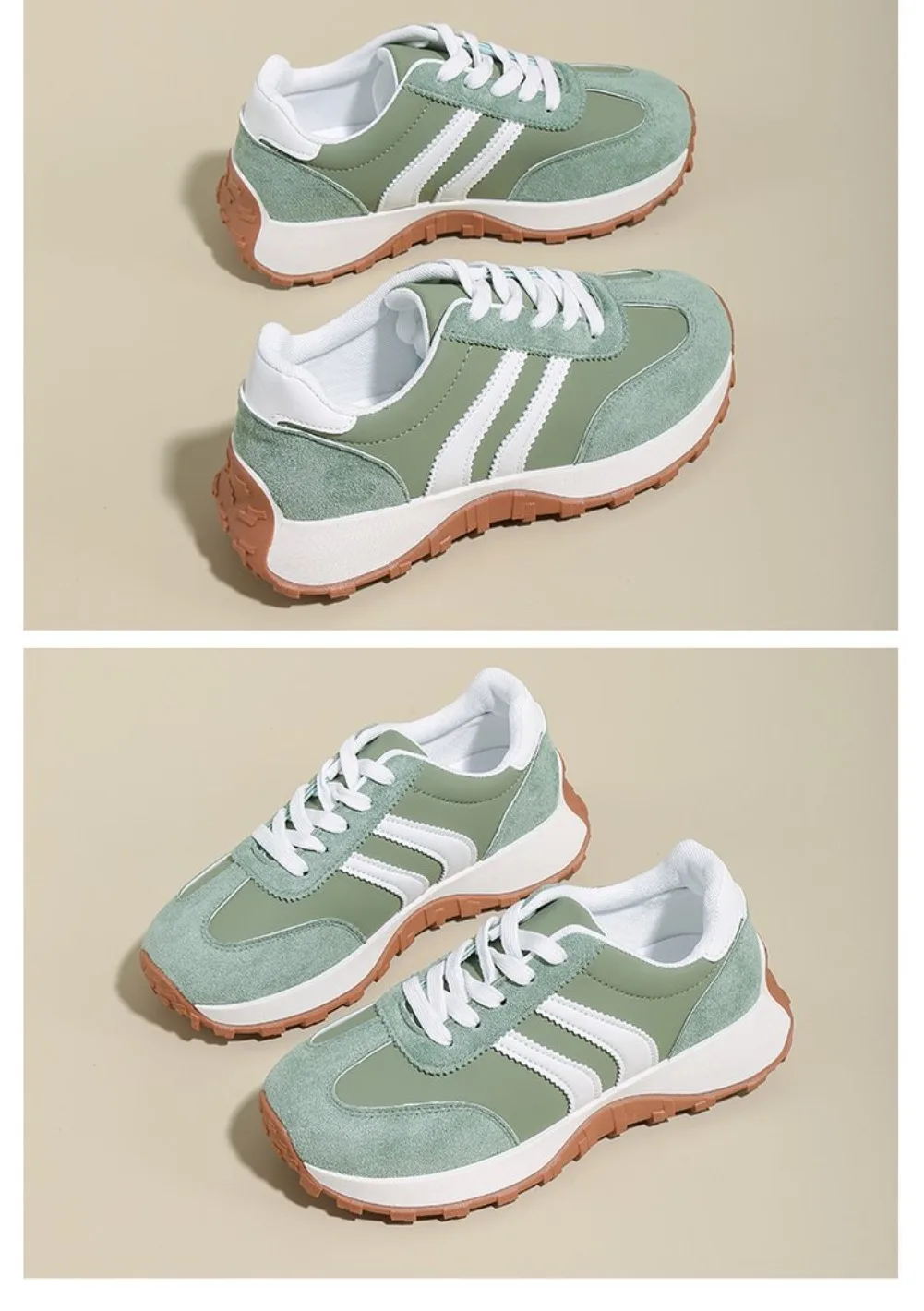 Mehrfarbige Damen Retro Wildleder Schnür-Sneaker, Leichte Atmungsaktive Low-Top Laufschuhe, Rutschfeste Komfort-Freizeitschuhe – Detail 12