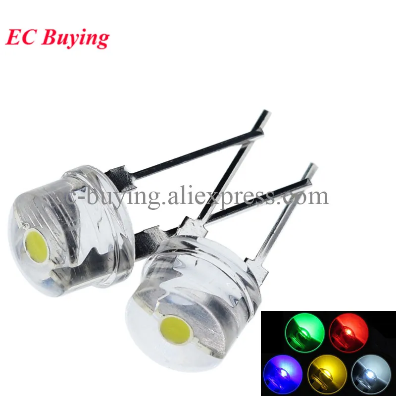 10szt F5 5mm Słomkowy kapelusz Dioda LED Super jasna lampa Przezroczysta dioda elektroluminescencyjna 0,5W Czerwony Żółty Zielony Niebieski Biały Diy — zdjęcie 7