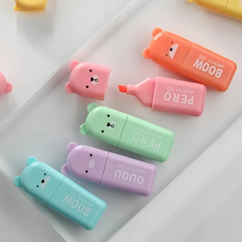

Set, Mini Highlighter, Bear Shaped Highlighter, Color Marker, Ledger Pen, Back To School, School Supplies, Kawaii Stationery, Co