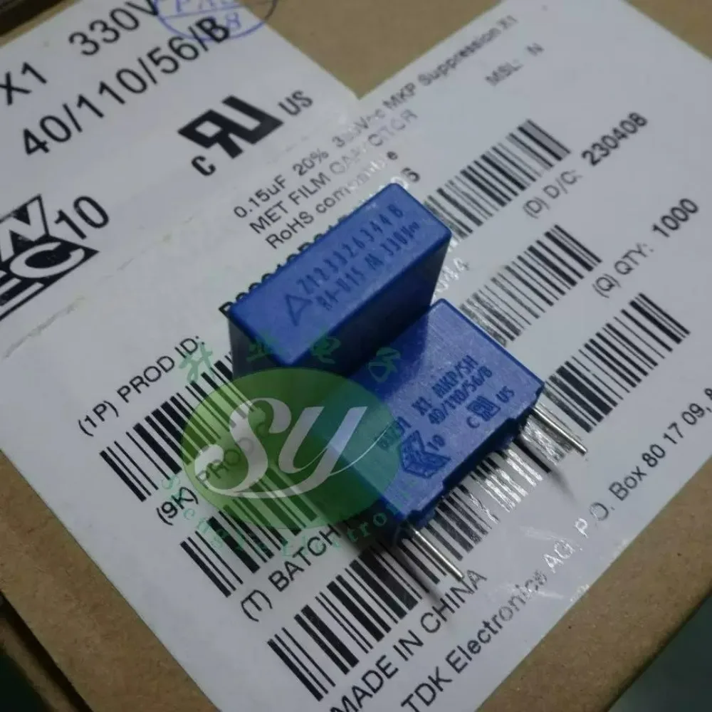 10pcs/lot EPCOS 0.15uf 330vAC 150nf u15 154 M X1 Brand New 15mm Film Capacitor B32912B3154M