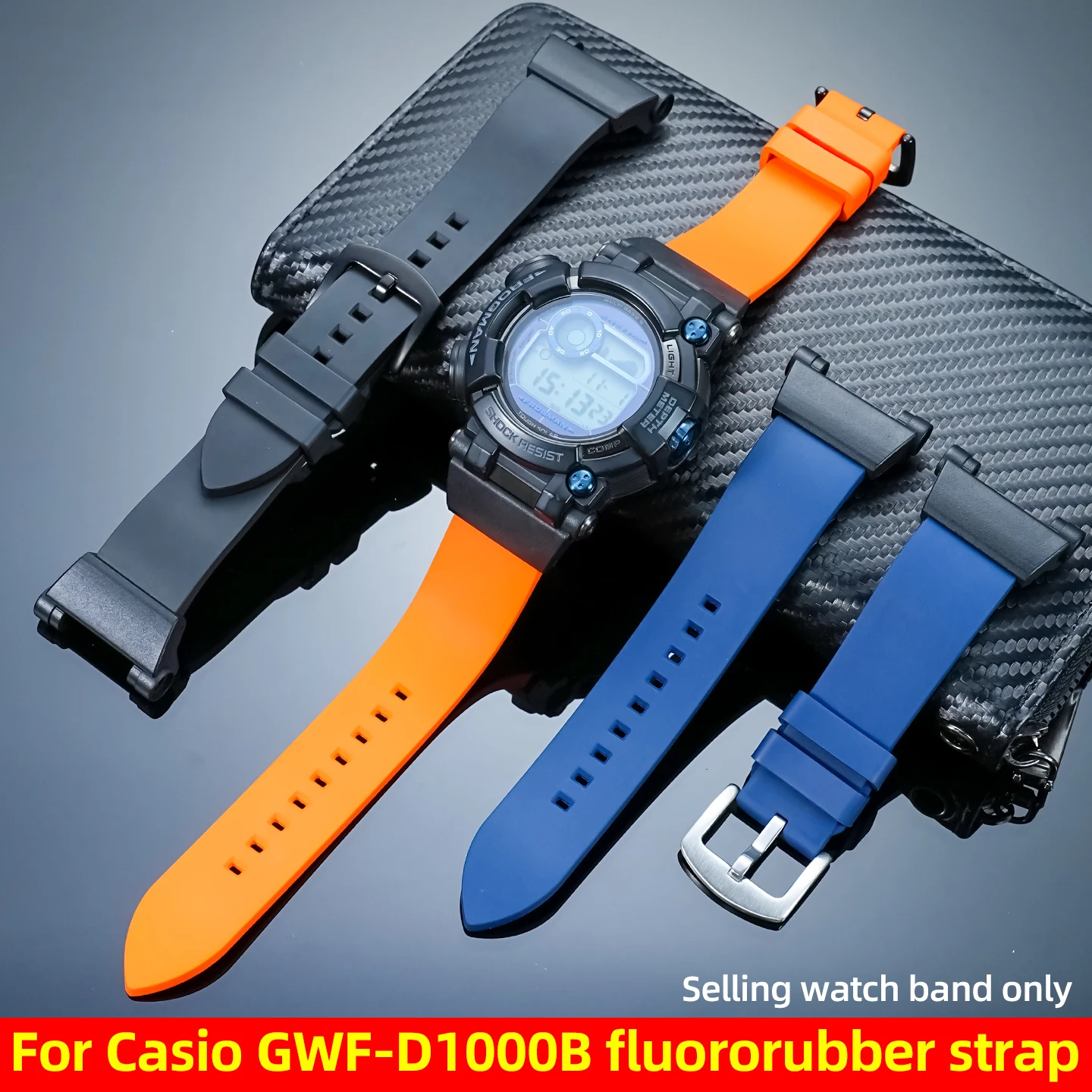 

Fluorine rubber Watch strap For Casio 3445 GWF-D1000B 6th Generation Frogman Watchband Men Modified FKM sport Wristband Bracelet