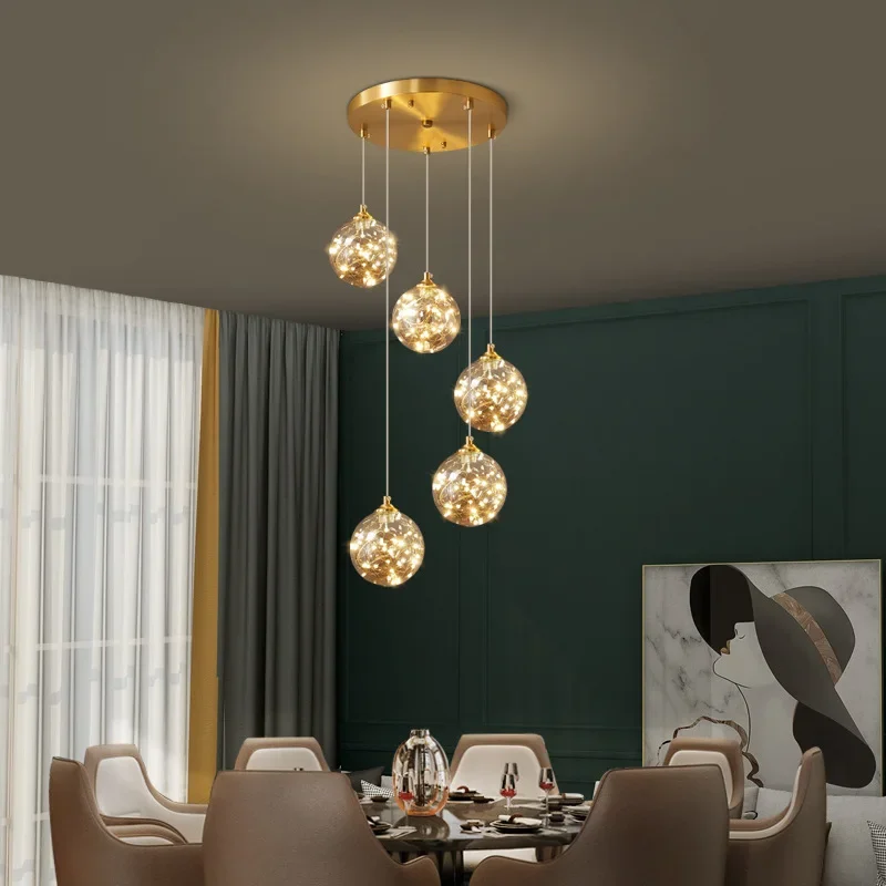 

Dining Room Living Room Chandelier Modern Minimalist Nordic Creative Personality Coffee Shop Bar Counter Sky Star Lamps