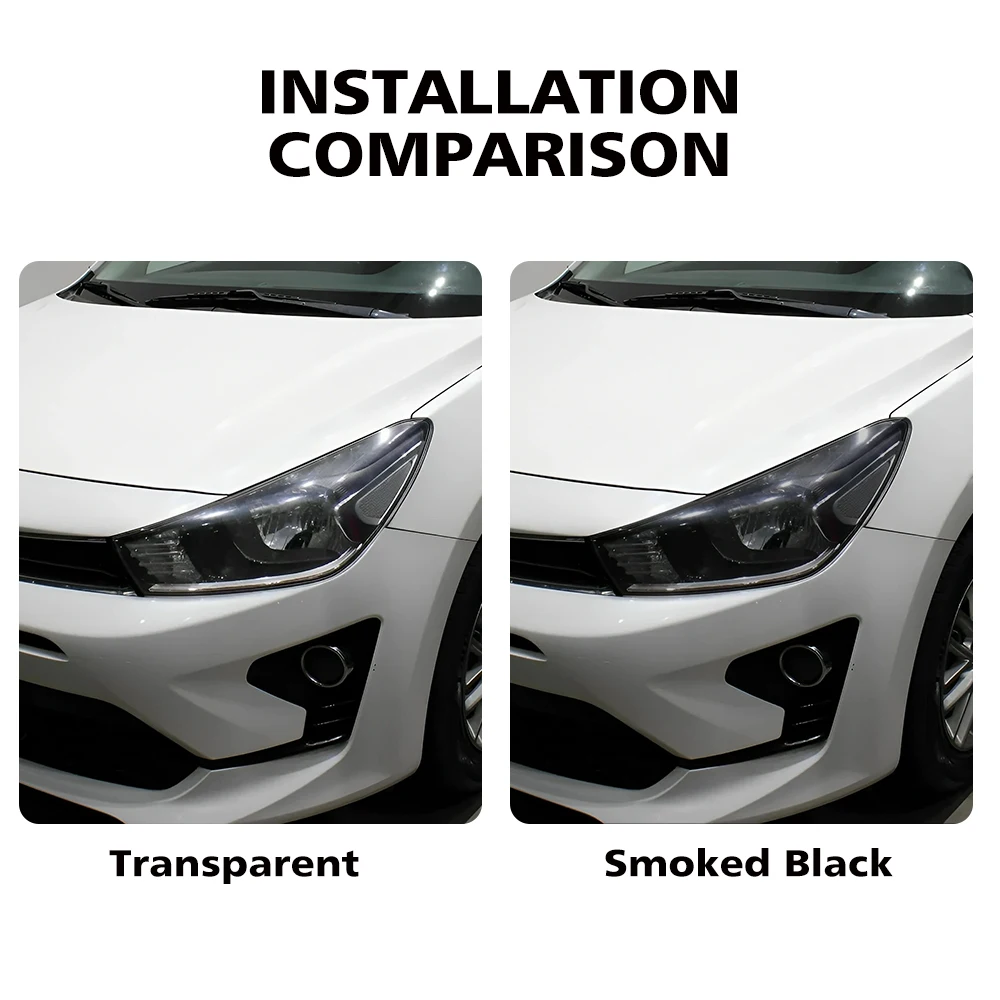 TPU Car Headlight Protection Film For Kia Rio 2017-2023 Premium High-Gloss Smoke Black Pre-Cut PPF Anti-Scratch Vinyl Film