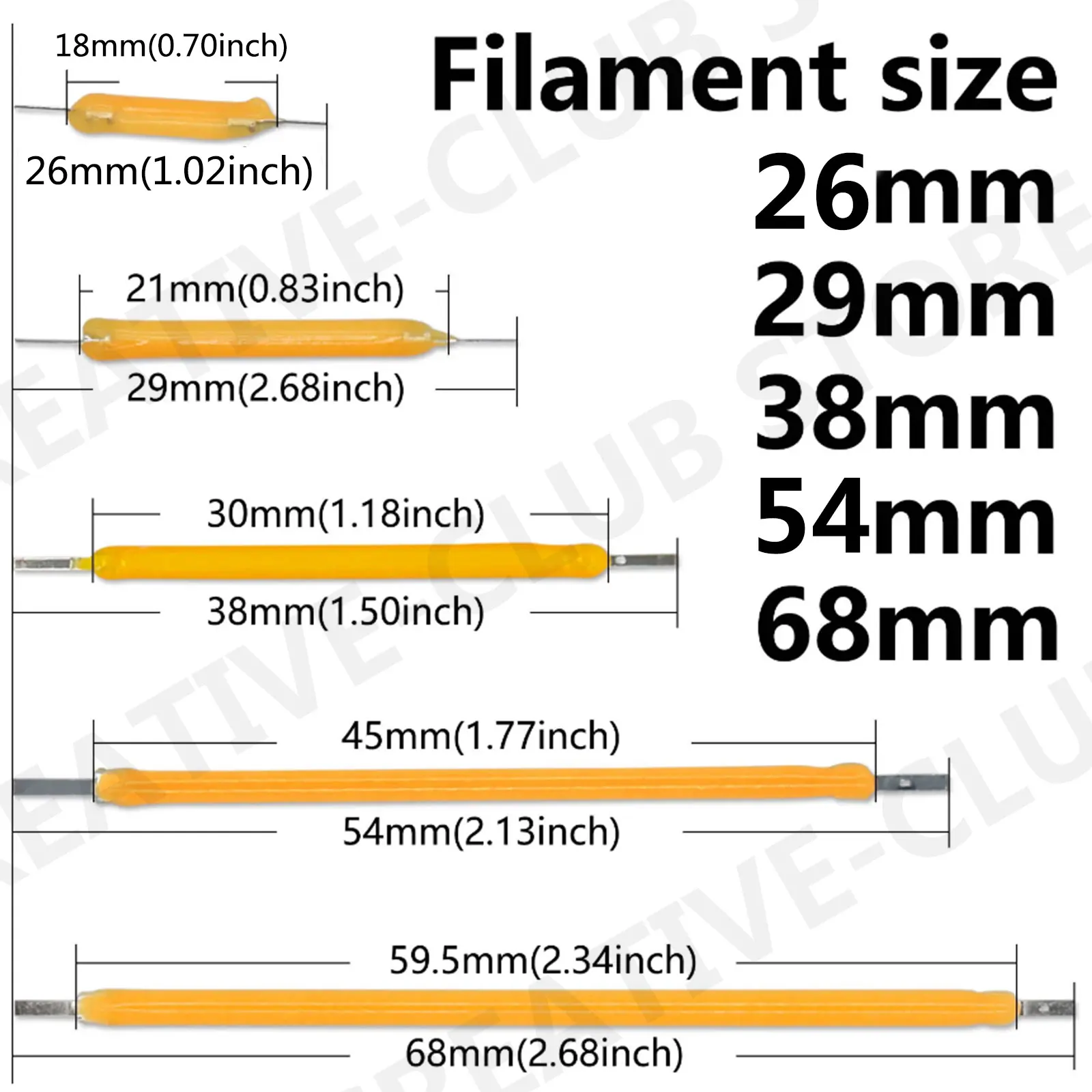 5/10/30/50/100PCS Multicolour COB LED Filament 3V Edison Bulb Lamp Parts Incandescent Light Diodes Accessories Holiday Lighting