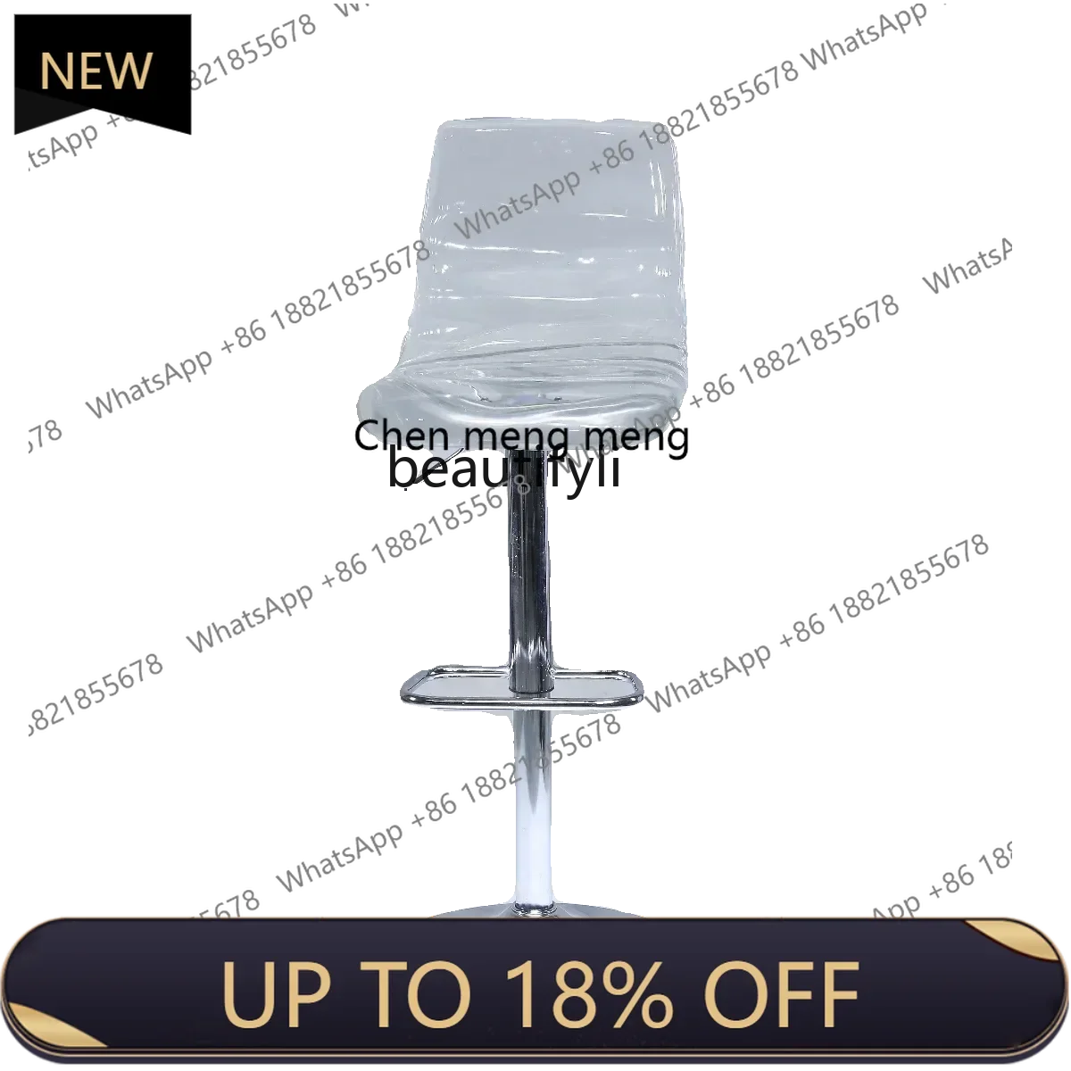 

P178 Transparent Resin Bar Stool Lifting Rotating High Chair Hotel Front Desk Living Room Home Chair