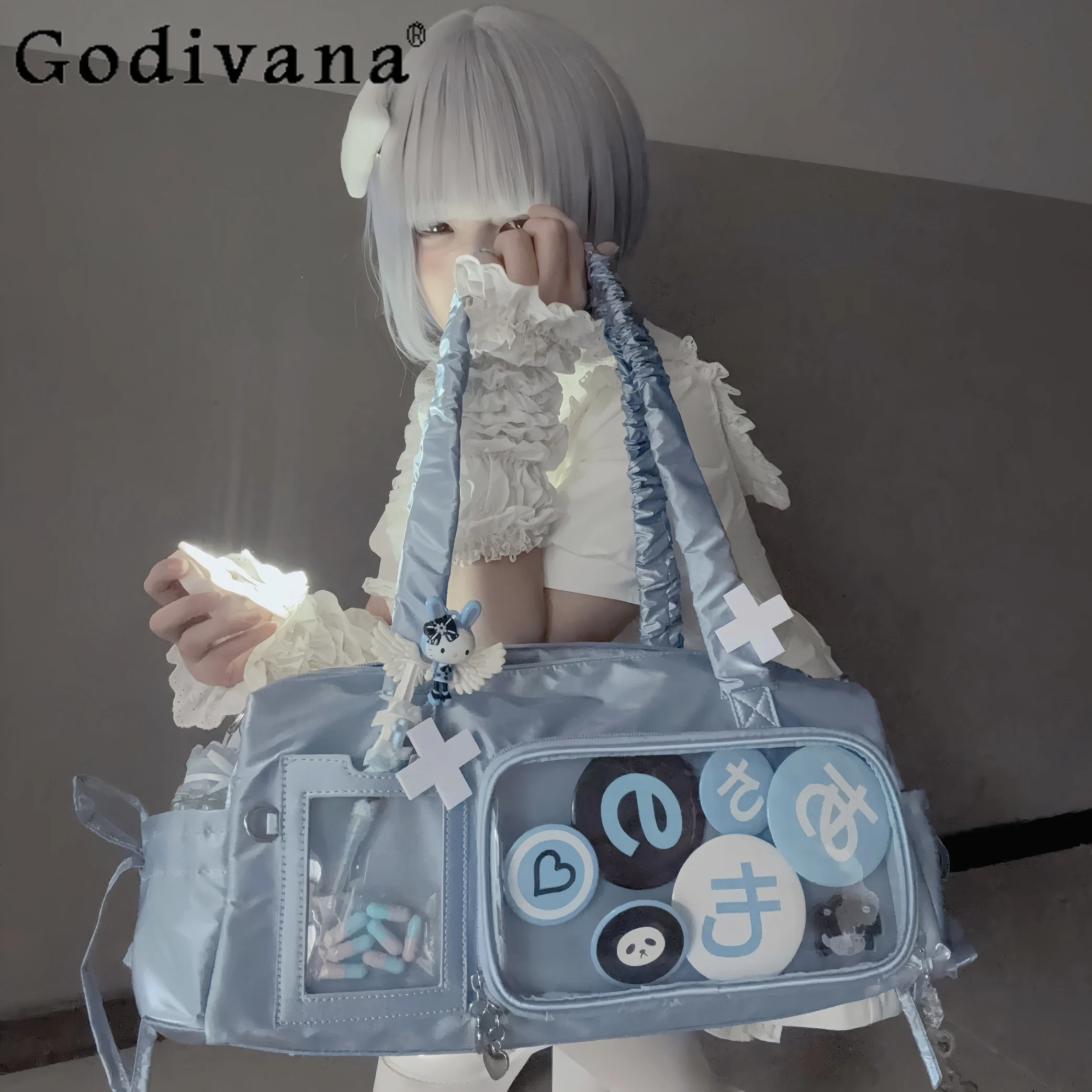 

2D Japanese Original Lolita Sweet Girl Pain Bag Large Capacity Cute Doll Bag Daily Commute Casual Shoulder Bag