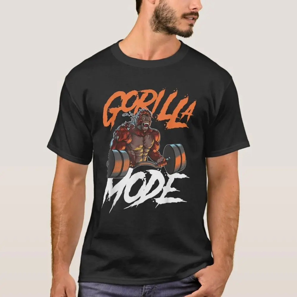 NEW LIMITED Gorilla Mode Gym Workout Weights Lifting T-Shirt Anime Graphic T-shirts Vintage High Quality 100%Cotton