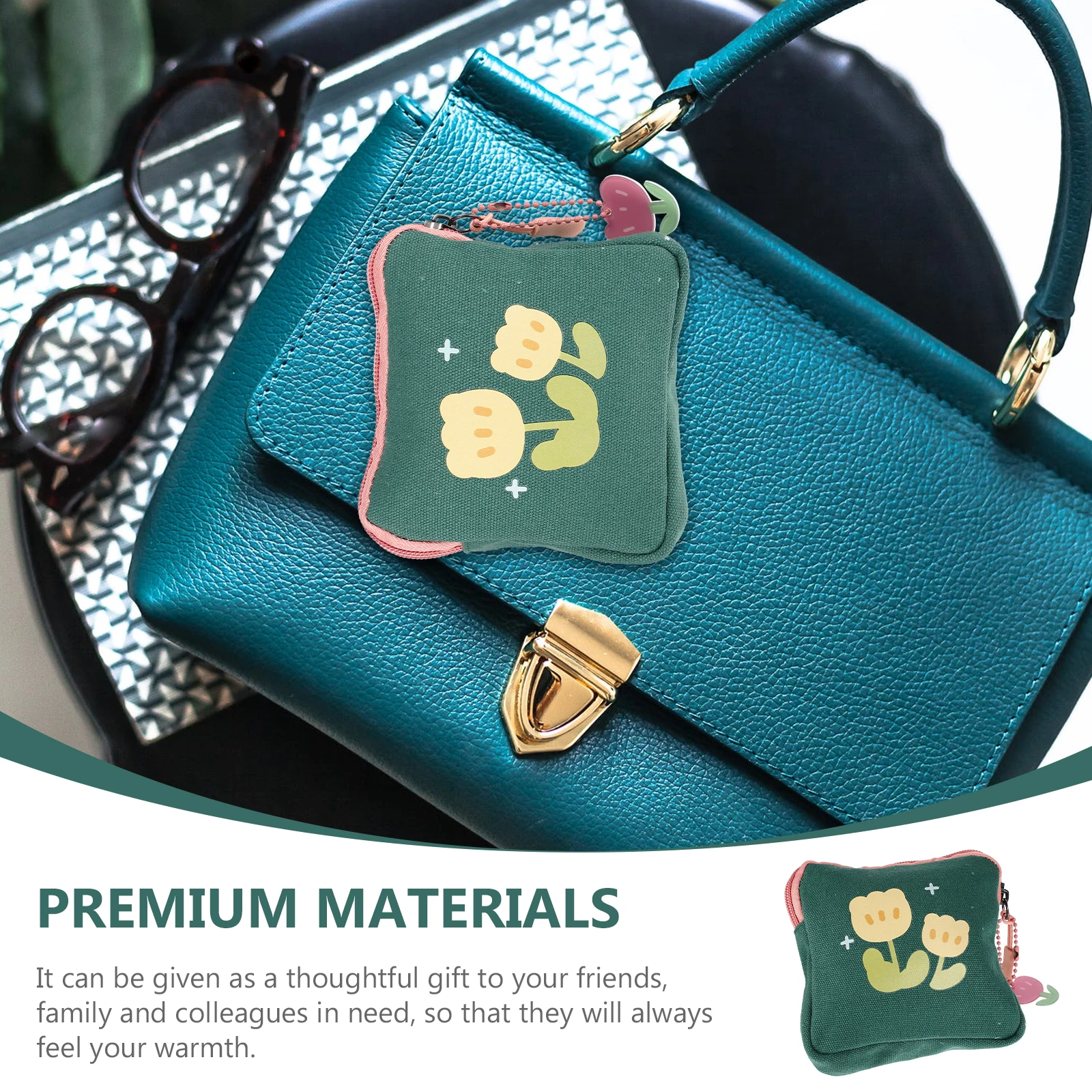 

Square Flower Pattern Period Bag Portable Sanitary Napkin Storage Bag Lightweight Multipurpose Small Change Coin Card Holder