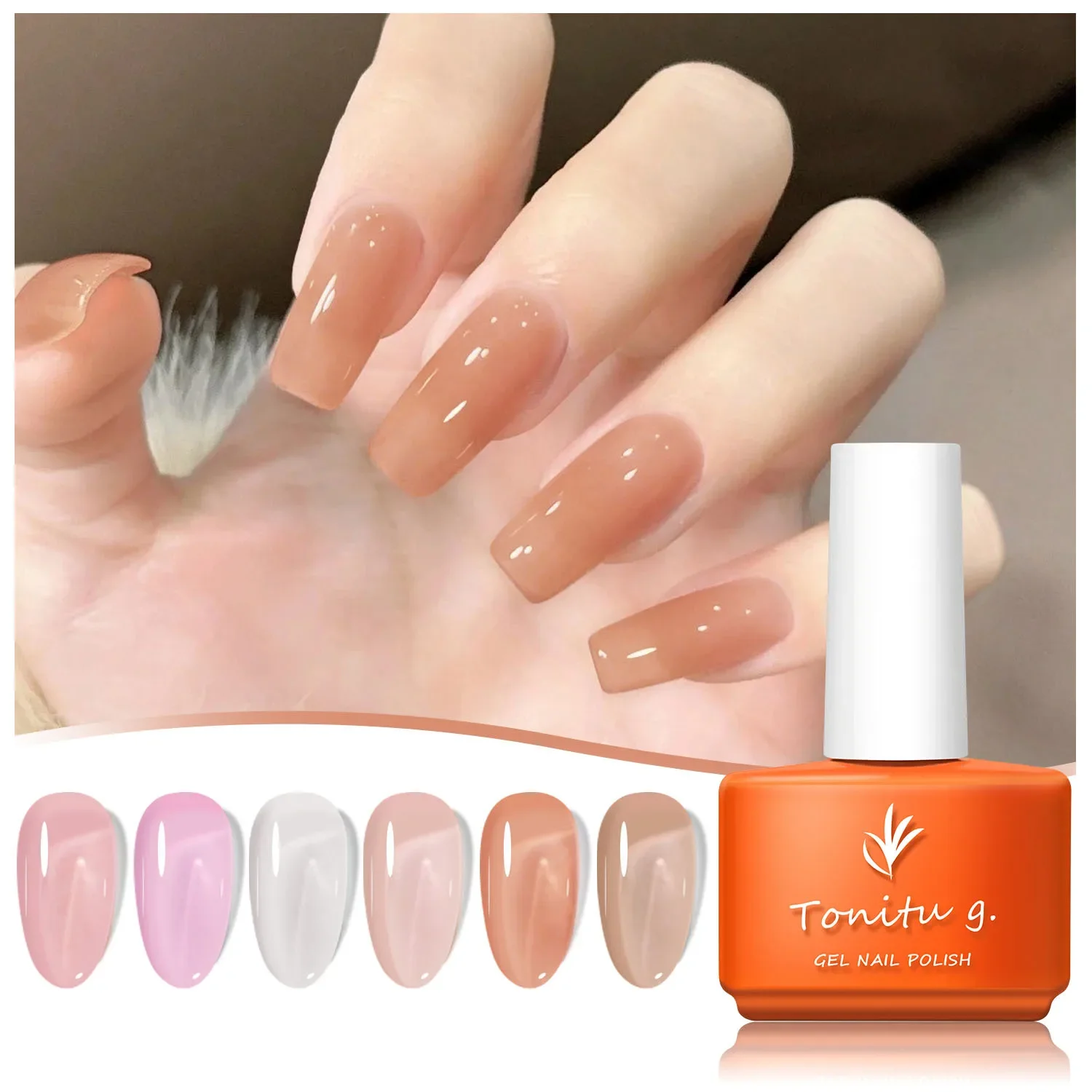 6pcs 7ml Cat Eye Gel Nail Polish Set, 6 Colors Pink Red Brown Green Blue Rose Nude Holographic Semi-permanent Gel Polish Kit top