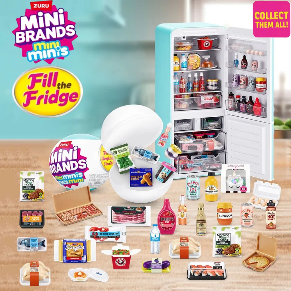 

ZURU Mini Brands Fill The Fridge Minis Series 1 By Collectible Miniature Toy Mini Kitchen Food Toys FillThe Fridge Food for