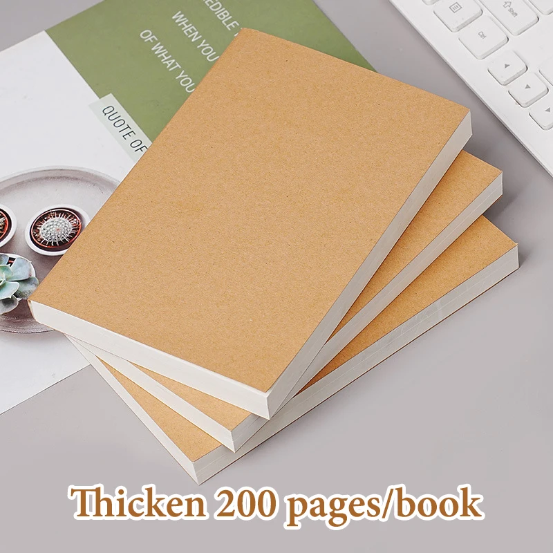 A5/B5 Thickened Notebook, Kraft Paper Cover, 100 And 200 sheets/Book,Blank Inner Pages Office Learning Diary QP-05