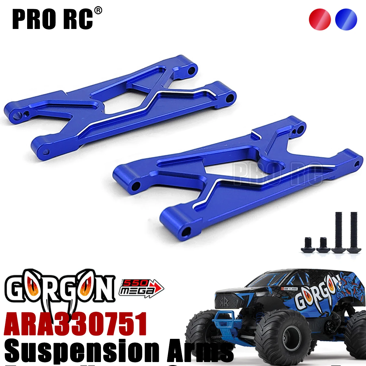 2Pcs ARA330751 Rear Lower Suspension Arms Alu Alloy For Arrma 1/10 GORGON 4X2 MEGA 550 Brushed Monster Truck Rc Car Part