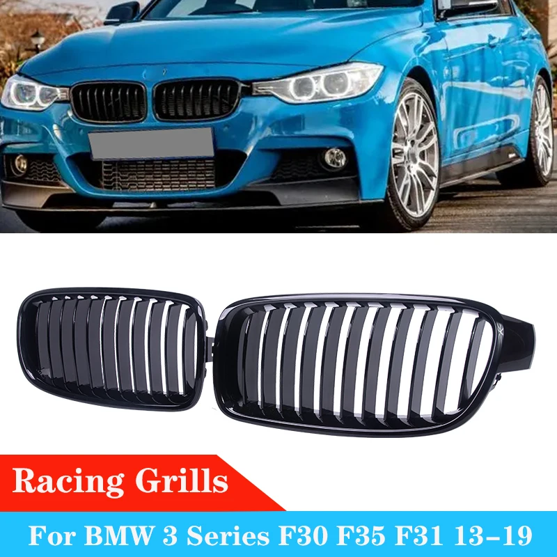 

For BMW F30 F35 F31 3 Series Car Front Bumper Grille Racing Grill Gloss Black Single Slat Grilles Auto Accessories 2013-2019