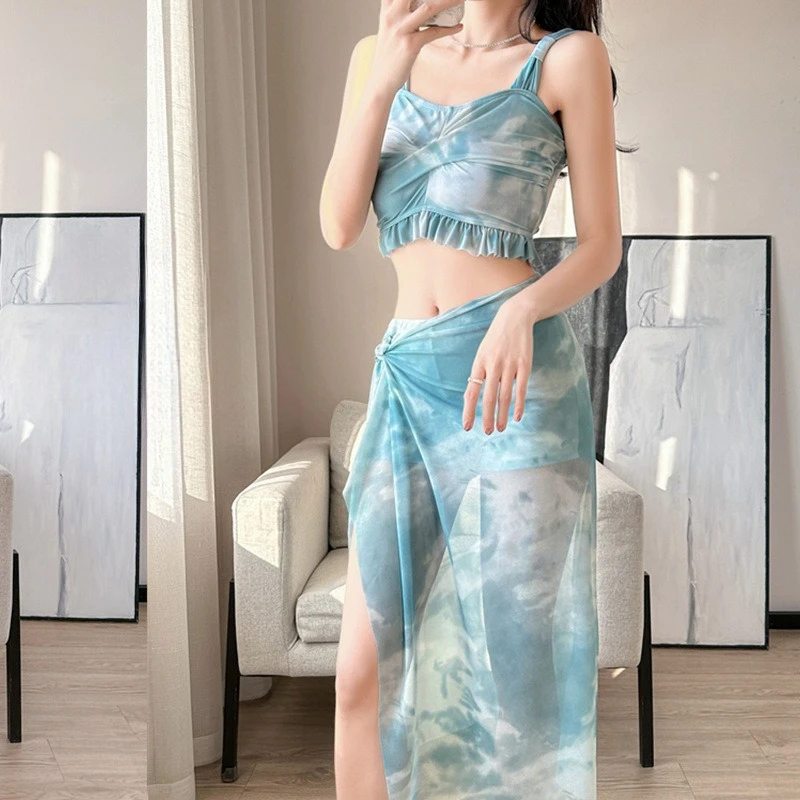 2026 New Women's 3 Piece Tankini Set Modest Tummy Control Bathing Suit Conservative Swimwear Beach Resort Wear
