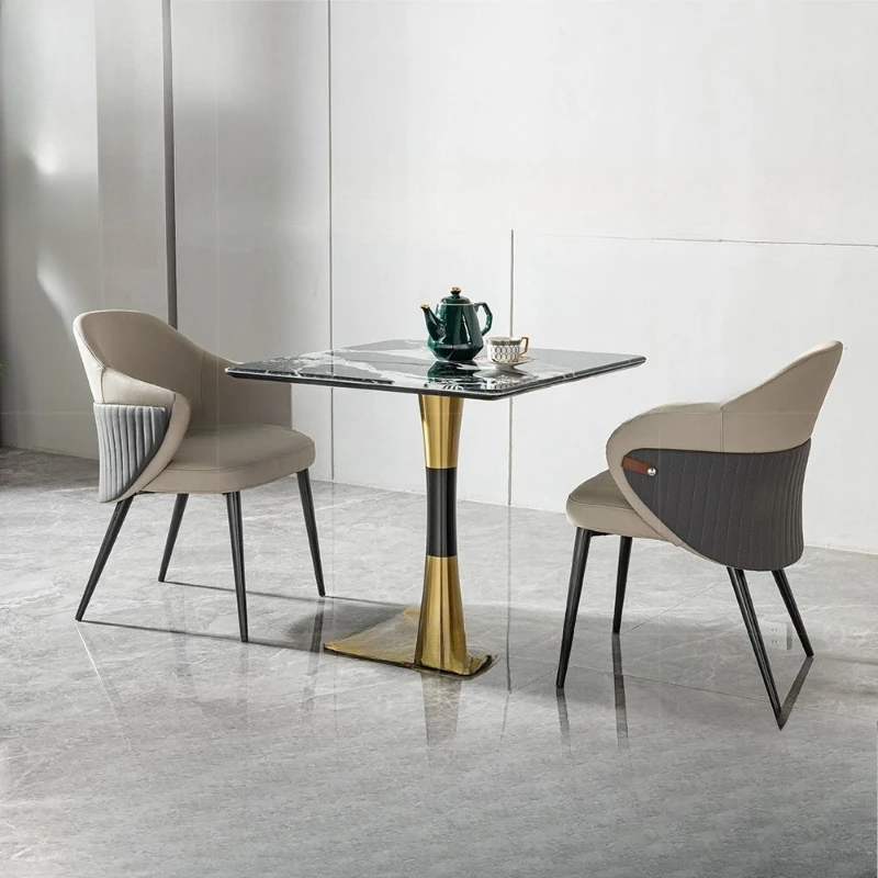 

Light luxury microcrystalline stone negotiation table and chair combination square advanced business lounge exhibition hall