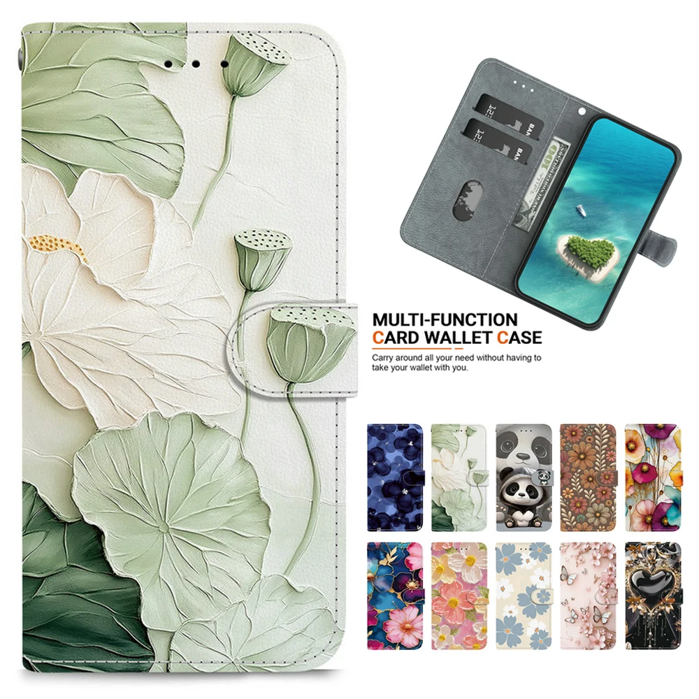 S26 S24 S23 S22 S21 S20 Ultra Flip Case Floral Lovely Wallet Coque for Samsung Galaxy S25 Ultra Case S 26 Edge 24 FE Book Cover