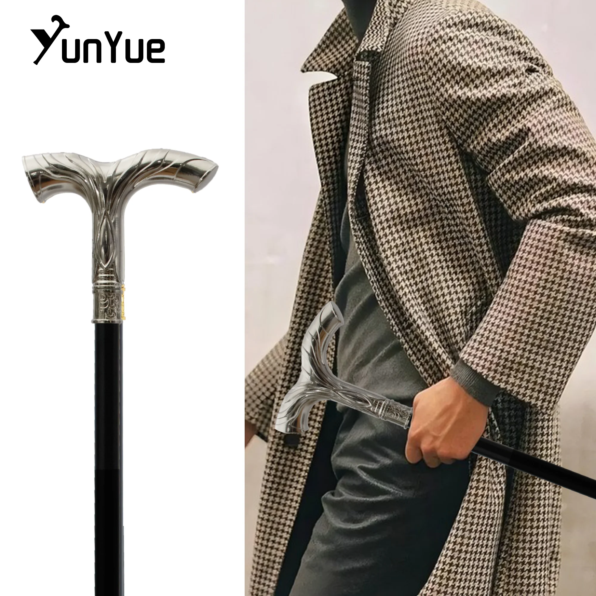 

White Striped Fashion Walking Stick Gentlemanly Elegance Decorative Cospaly Modern Fashionable Walking Cane Knob Crosier 93CM