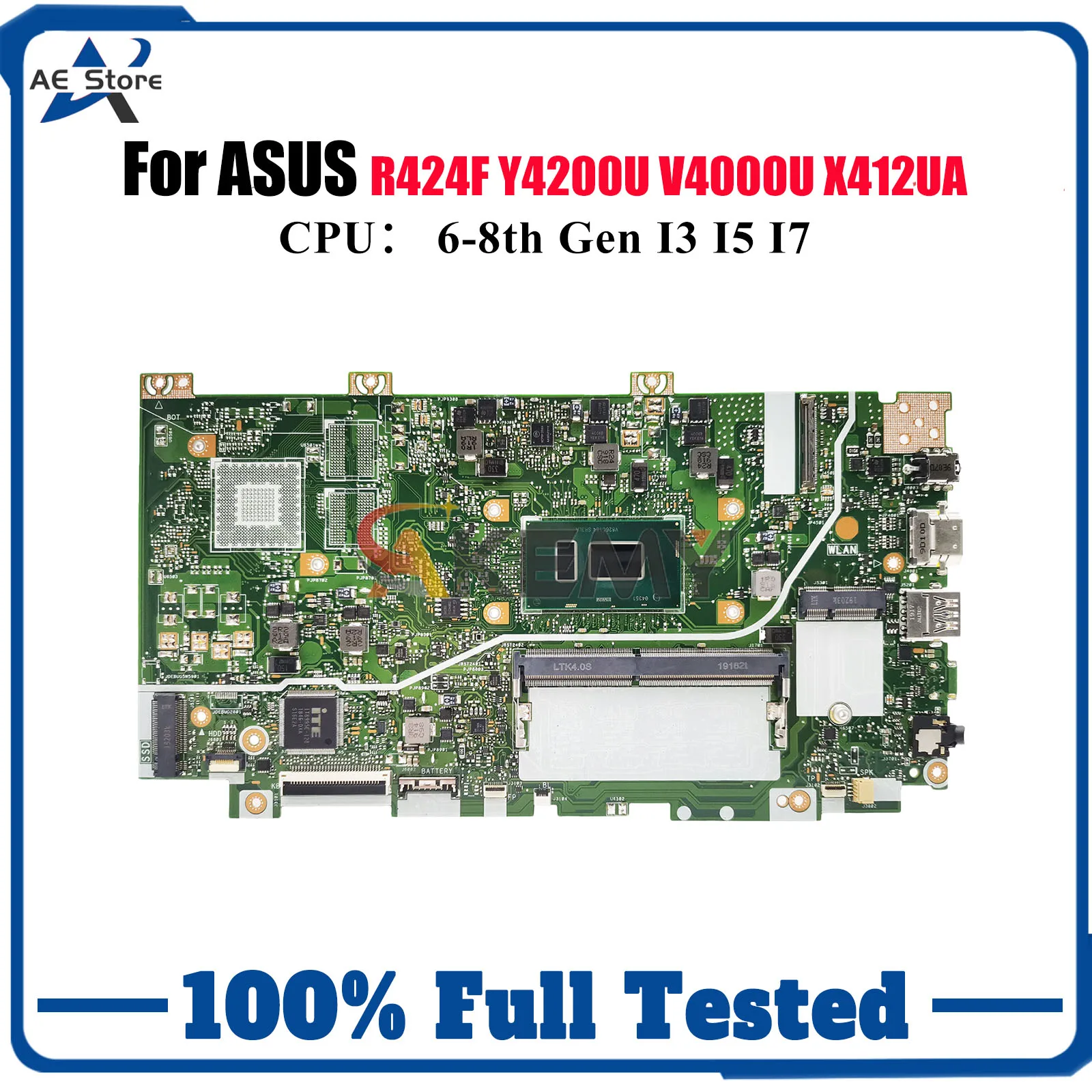 

X412UA Laptop Motherboard For ASUS VivoBook X412UA X412UF V4000U X412UB Y4200U R424F X412U Mainboard With I3 I5 I7 CPU tests OK